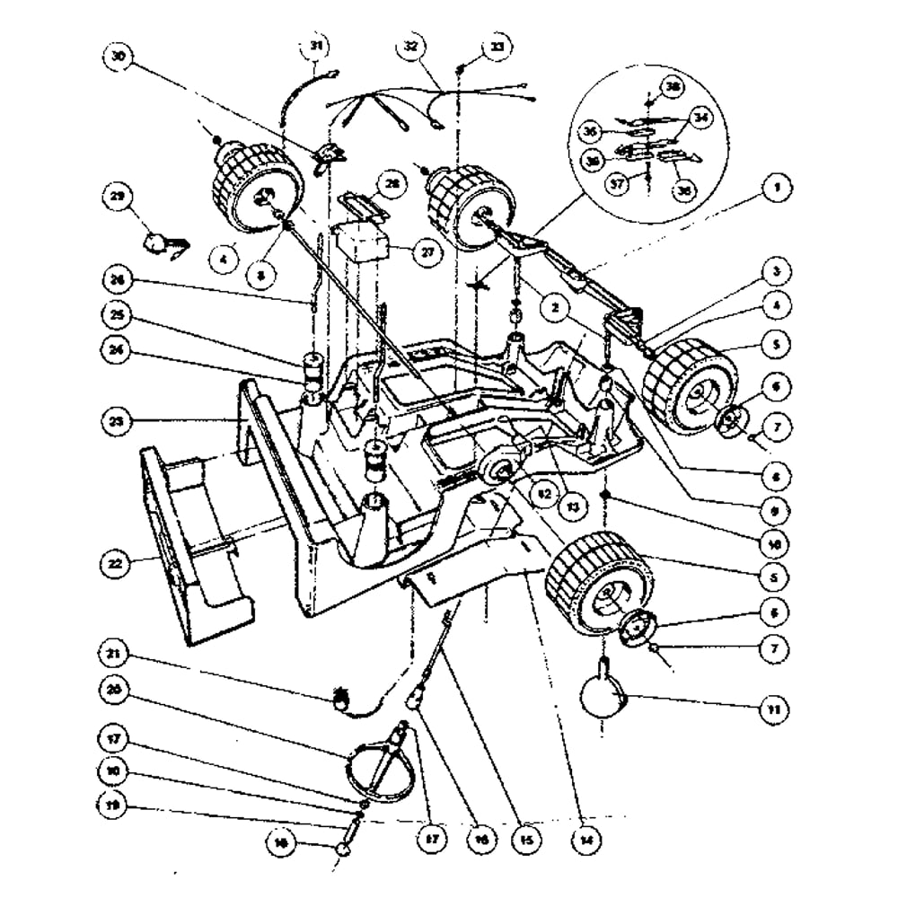 Replacement Parts Diagram and Parts List for PP2778  Power Wheels Ride-On Cars